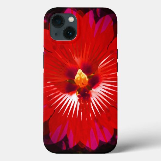 "緋色開花:赤ハイビスカス万華鏡のように千変万化するパターン" Case-Mate iPhoneケース (裏面)