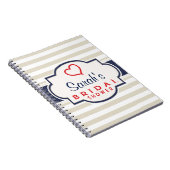 緋色、ネイビー、エッグシェルストライプブライダルシャワー ノートブック (右側)