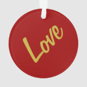 緋赤 ゴールドカラー ラブ ウェディング カリグラフィー オーナメント (裏面)