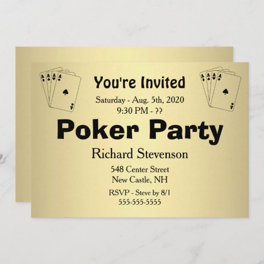 総カスタム文字トランプのポーカーパーティの招待状 招待状 (正面/裏面)
