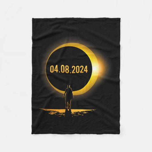 総和04 08 24 おもしろい Eclipse 2024 フリースブランケット (正面)