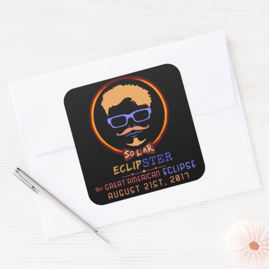 総太陽の食威厳がある21 2017おもしろい海馬 スクエアシール (封筒)