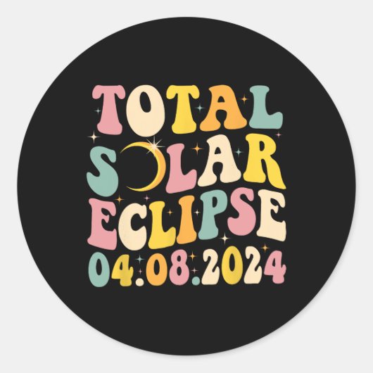 総太陽の食2024レトロ太陽のEclipse男性W ラウンドシール (正面)