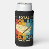 総太陽のEclipse 2024 USA全体地図のパス スリム缶クーラー (Seltzer裏面)