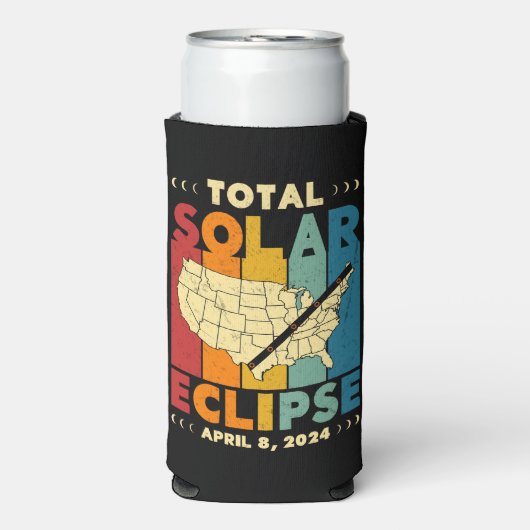 総太陽のEclipse 2024 USA全体地図のパス スリム缶クーラー (Seltzer正面)