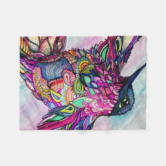 総括的なハチドリの禅のもつれの芸術ミケーレZurine フリースブランケット (正面(横))