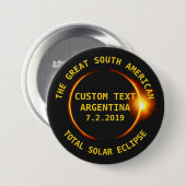 総日食2019年アルゼンチン、南アメリカの 缶バッジ (正面&裏面)