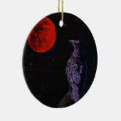 総月食のカラスのワタリガラスの絵画の芸術 セラミックオーナメント (右)