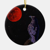 総月食のカラスのワタリガラスの絵画の芸術 セラミックオーナメント (正面)