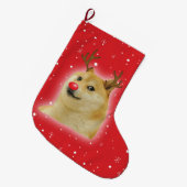 総督のDogright Doggo犬のクリスマスのミームカード赤 ラージクリスマスストッキング (正面 (吊り時))