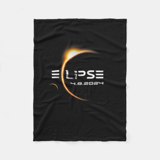 総4.08.2024皆既食太陽の2024 フリースブランケット (正面)