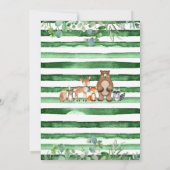緑ああ男の子の森の動物の赤ちゃんシャワー 招待状 (裏面)