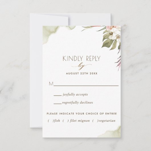 緑あふれるトロピカルパームリーフ / お食事プラン選択可 出欠カード (正面)