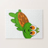 緑おもしろいとオレンジの亀 ジグソーパズル (横)