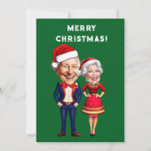 緑おもしろいと赤のクリスマスカリカチュアのカップル (正面)