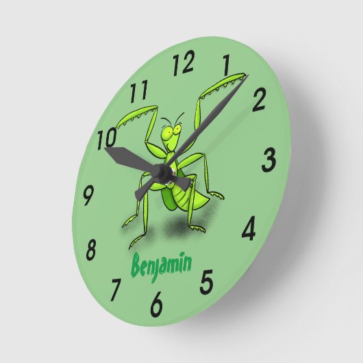 緑おもしろいのマン祈ティス·マントイラストレーション ラウンド壁時計 (傾斜)