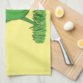 緑おもしろいの微笑みイグアナ キッチンタオル (四つ折り)