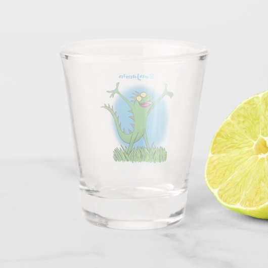 緑おもしろいの微笑みイグアナ ショットグラス (裏面)