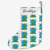 緑おもしろいの微笑みイグアナ スモールクリスマスストッキング (裏面)