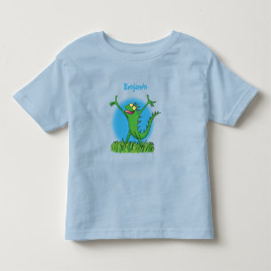 緑おもしろいの微笑みイグアナ トドラーTシャツ