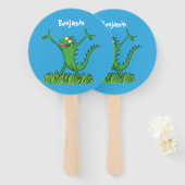 緑おもしろいの微笑みイグアナ ハンドファン (正面&裏面)