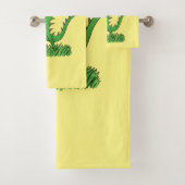 緑おもしろいの微笑みイグアナ バスタオルセット (インサイチュ)