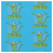 緑おもしろいの微笑みイグアナ ファブリック (クローズアップ)