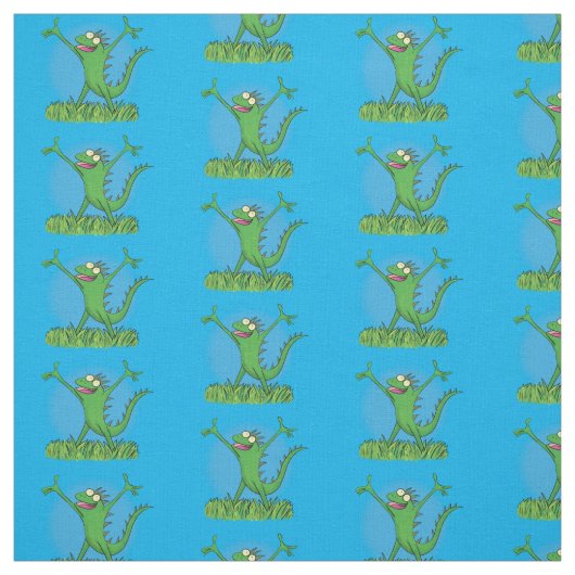 緑おもしろいの微笑みイグアナ ファブリック (見本)