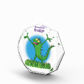 緑おもしろいの微笑みイグアナ フォトブロック (右)