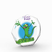 緑おもしろいの微笑みイグアナ フォトブロック (左)