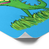 緑おもしろいの微笑みイグアナ ポスター (角)