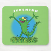 緑おもしろいの微笑みイグアナ マウスパッド (正面)