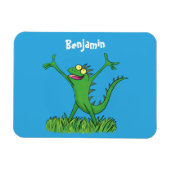 緑おもしろいの微笑みイグアナ マグネット (横)