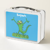 緑おもしろいの微笑みイグアナ メタルランチボックス (裏面)