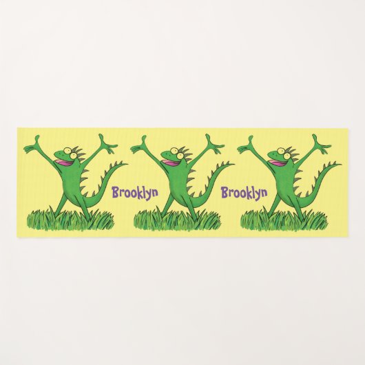 緑おもしろいの微笑みイグアナ ヨガマット (正面(横))