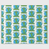 緑おもしろいの微笑みイグアナ ラッピングペーパー (フラット)