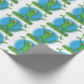 緑おもしろいの微笑みイグアナ ラッピングペーパー (角)