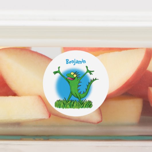 緑おもしろいの微笑みイグアナ ラベル (貼付)