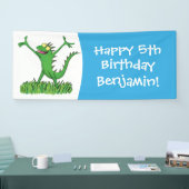 緑おもしろいの微笑みイグアナ 横断幕 (トレードショー)