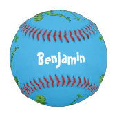 緑おもしろいの微笑みイグアナ 野球ボール (裏面)