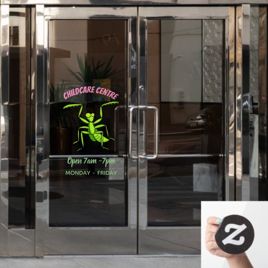 緑おもしろいの祈マンティス漫画イラストレーション ウィンドウサイン (オフィスドア)