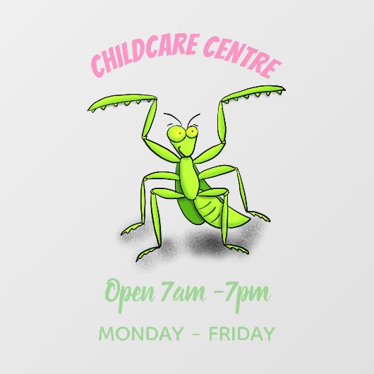 緑おもしろいの祈マンティス漫画イラストレーション ウィンドウサイン (シート)