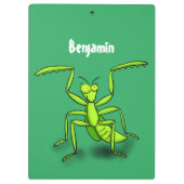 緑おもしろいの祈マンティス漫画イラストレーション クリップボード (裏面)