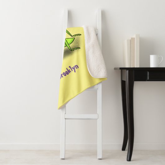 緑おもしろいの祈マンティス漫画イラストレーション シェルパブランケット (インサイチュ)