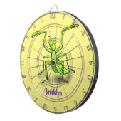 緑おもしろいの祈マンティス漫画イラストレーション ダーツボード (正面右)