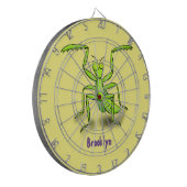 緑おもしろいの祈マンティス漫画イラストレーション ダーツボード (正面左)