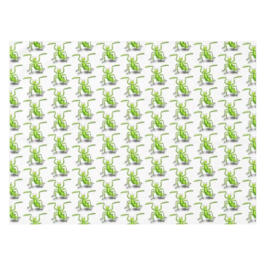 緑おもしろいの祈マンティス漫画イラストレーション テーブルクロス (正面(横))