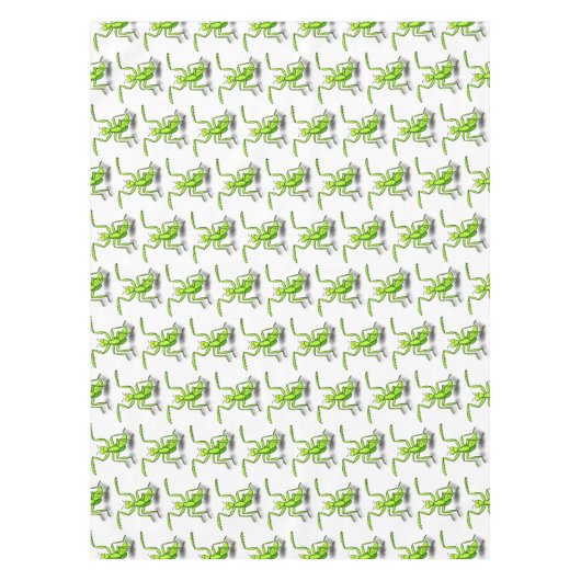 緑おもしろいの祈マンティス漫画イラストレーション テーブルクロス (正面)