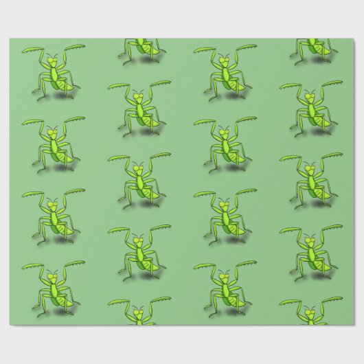 緑おもしろいの祈マンティス漫画イラストレーション ラッピングペーパー (フラット)