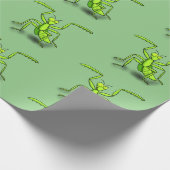 緑おもしろいの祈マンティス漫画イラストレーション ラッピングペーパー (角)